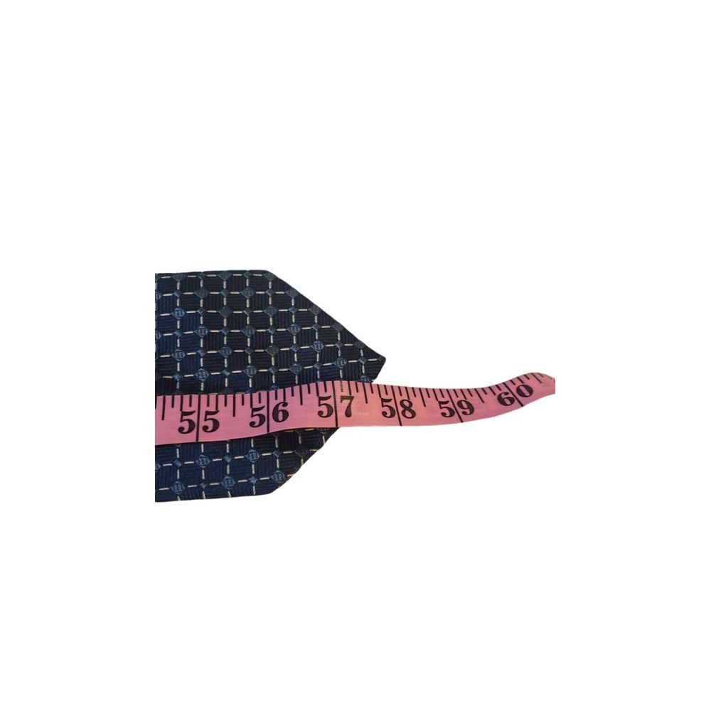 Huntington Men's Tie Blue White Textured Geometric Squares Pure Silk Made U.S.A. - Picture 11 of 13
